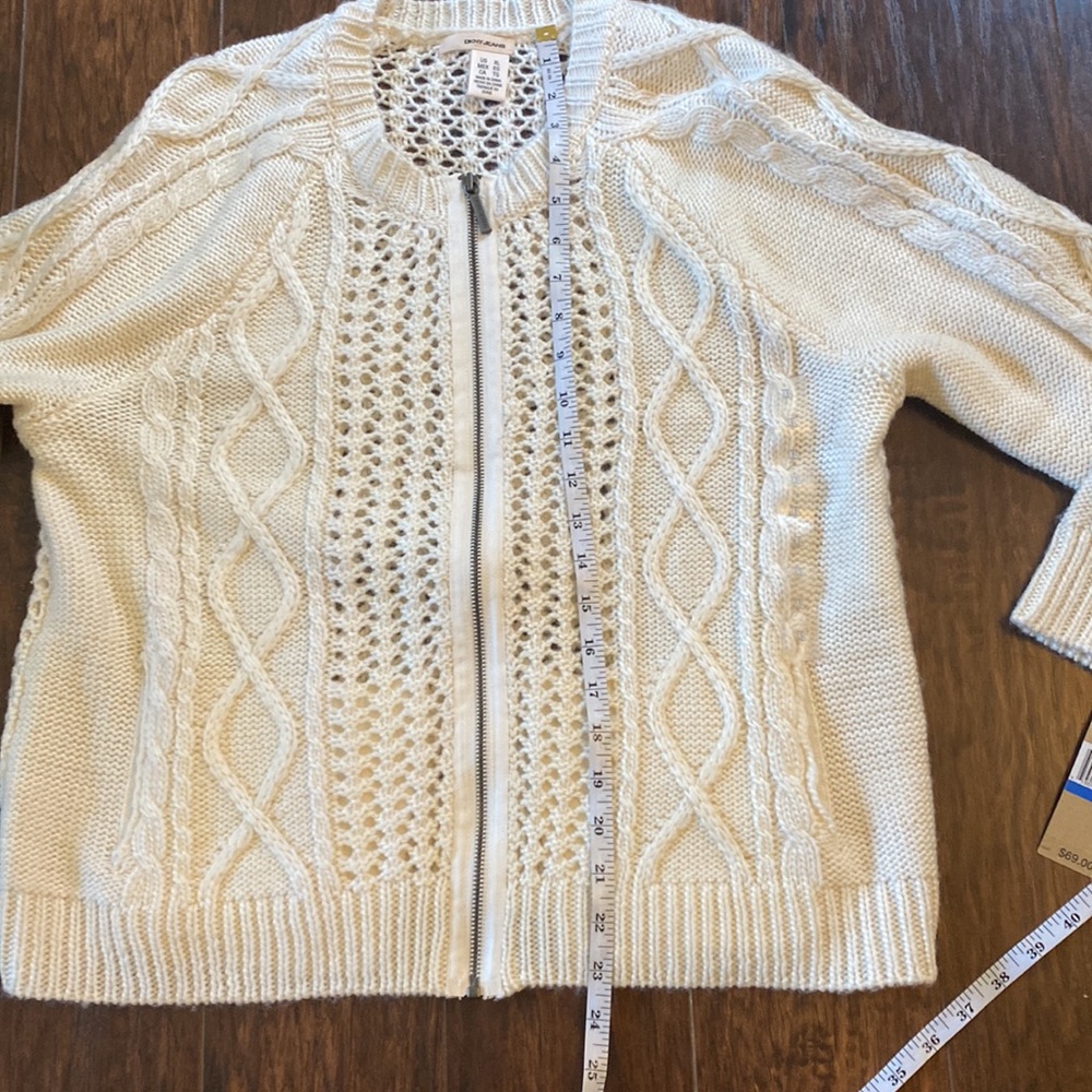 NWT DKNY Cable Knit Front Zipper Sweater Cardigan - Picture 7 of 9